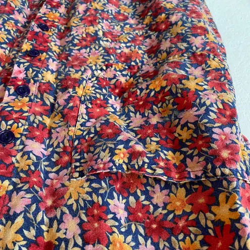 Westbound Vintage Linen Blend Floral Button Front Dress Size XL