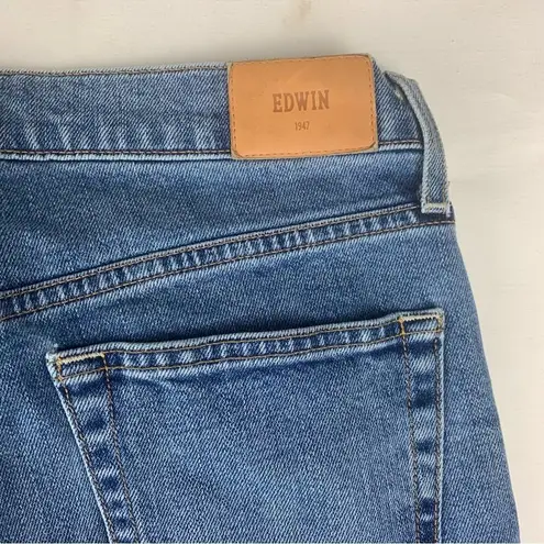 Edwin women's size 29 denim jeans raw hem crop straight leg usa Blue