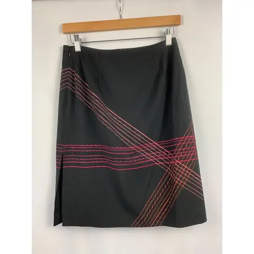 Alfani Womens Black & Multicolor Embroidered A-Line Skirt Size 4