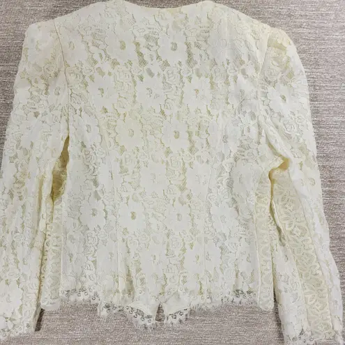 VTG Cachet Lace Jacket Womens 12 White Sequin Pearl Button Victorian Bridal