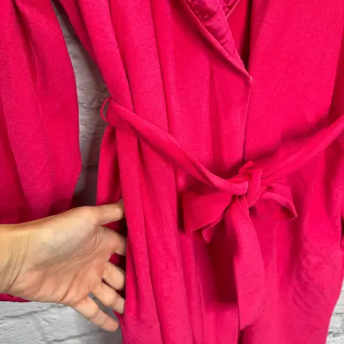 Vanity Fair Vintage Fleece Robe Housecoat Size M Bright Pink Nylon Blend Quilted