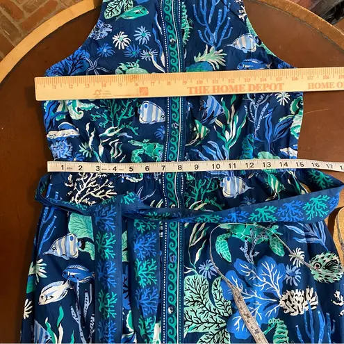 Printfresh coast to coast midi dress in Oceania print navy blue size small nwt