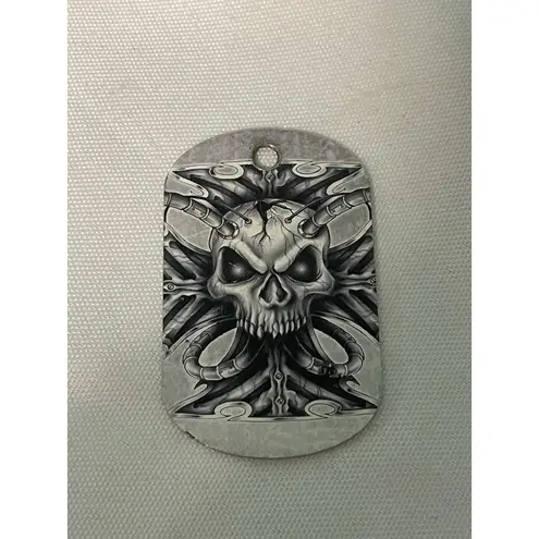 Laser Engraved Scull Military Style Dog Tag Key Chain