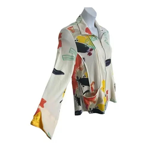 Berek Womens Ray of Sunshine Full Zip Jacket Size PL White Multi Color Pockets White
