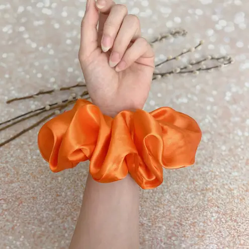 Jumbo Orange Satin Scrunchie Oversized Scrunchie Xxl Scrunchie