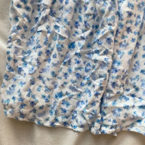 white and blue gauze floral daisy long skirt Size M