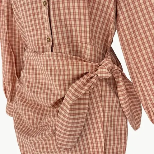 Sézane Women’s Jamey Robe Linen Blend Wrap Shirt Mini Dress | 36 (4) | Rose Pink