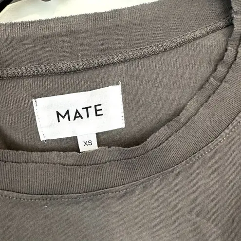 Mate the Label NWT Charcoal Organic Cotton Raw Neck Boxy Tee - Size XS