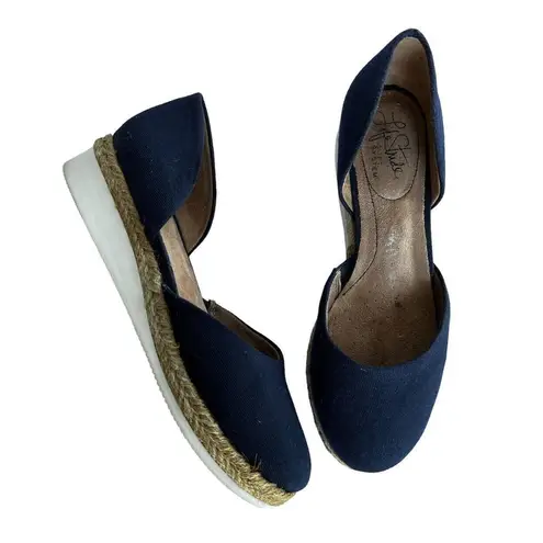 Life Stride  women's Soft System Cassidy Navy Espadrille Slip On Flats Size 6.5