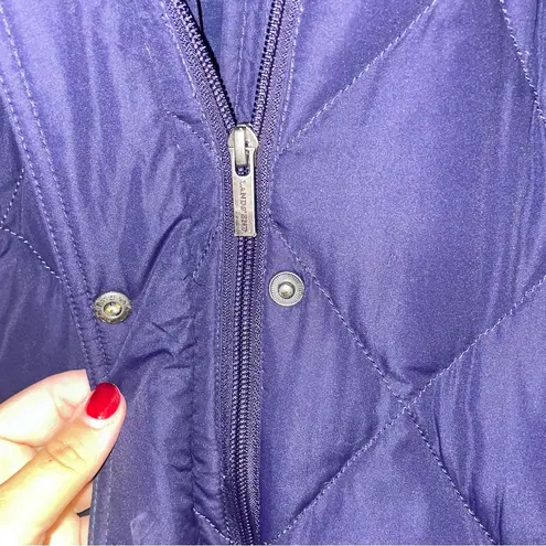 Lands' End Lands’ End Dark Blue Down Faux Fur Detach. Hooded Coat Women’s Size XS (2-4)