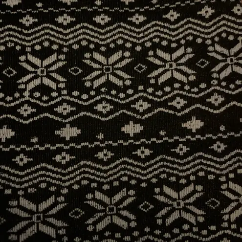 Size Medium / Large Winter Fleece Warm Leggings Cropped Length Black White Snow Gray