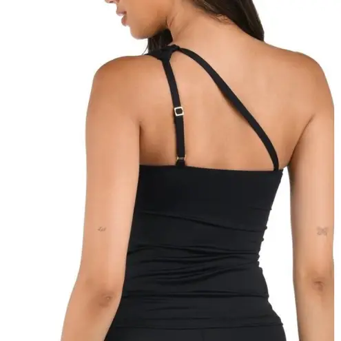 La Blanca Tankini Size 6 NEW Black One Shoulder Swim Island Goddess Keyhole NWOT