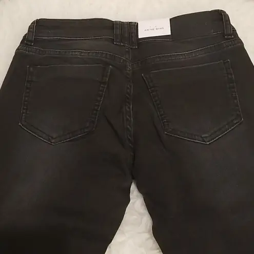 ANINE BING ππ CROPPED JEAN WITH ZIPPERS CHARCOAL