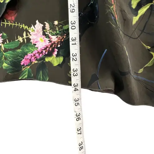 Babaton Tunic Mini Dress S Green Floral Tie Neck Pockets Fairy Grunge Whimsy