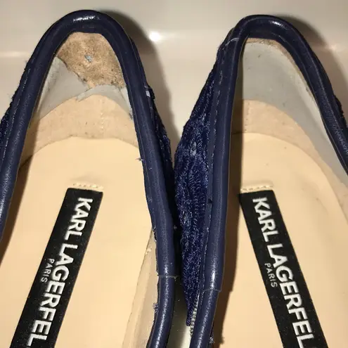 Karl Lagerfeld Paris Women’s Carly Plaid Fabric Floral Embroidered Slip-On Shoes