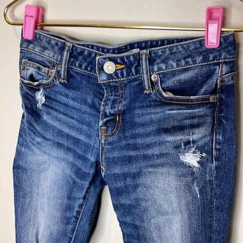 MOUSSY Vintage Distressed Fringe Hem Ankle Skinny Blue Size 26