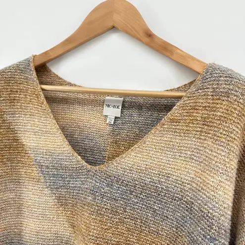 Nic+Zoe Sunset Mix Sweater Plus Size 3X Striped V Neck Long Sleeve Cotton Blend