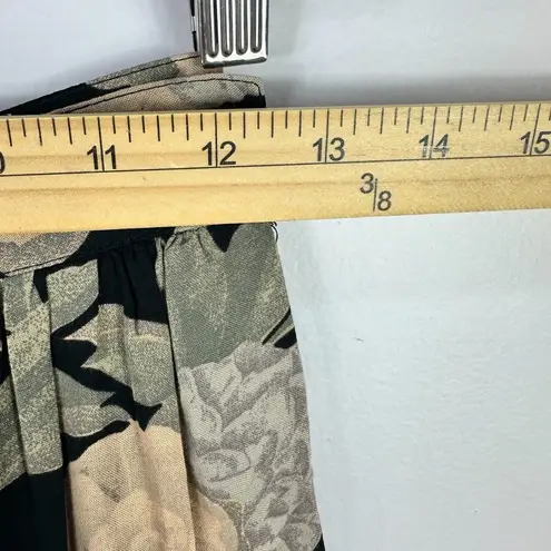 Chemisette Floral Skirt Womens 6 Vintage 70s Black Red Midi Cottagecore Boho USA