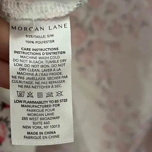 Morgan Lane Allie Floral Print Charmeuse Robe In Blush Lightweight Women’s S/M