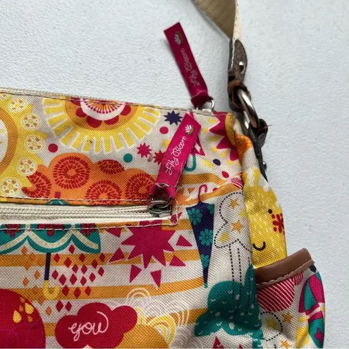 Lily bloom  Floral Printed Crossbody Shoulder Bag Purse Small Sized Multi-Zipper