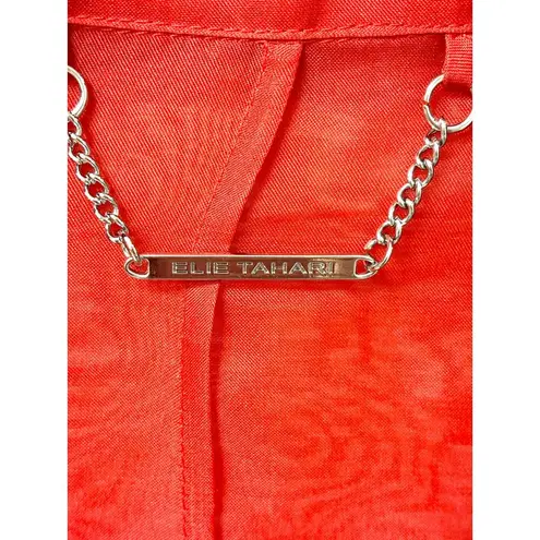 Elie Tahari Natania Sheer Double Breasted Belted Trench Coat Red Women's L