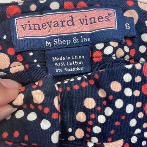Vineyard Vines Womens  Shep & Ian Navy Blue Pink Dots Ankle Pant Size 6 EUC #1010