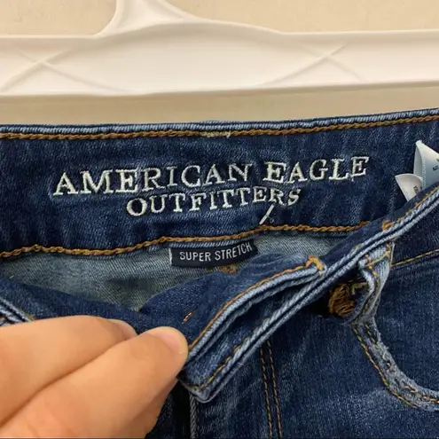 American Eagle  Hi Rise Shortie Lace Peekaboo Pockets Distressed