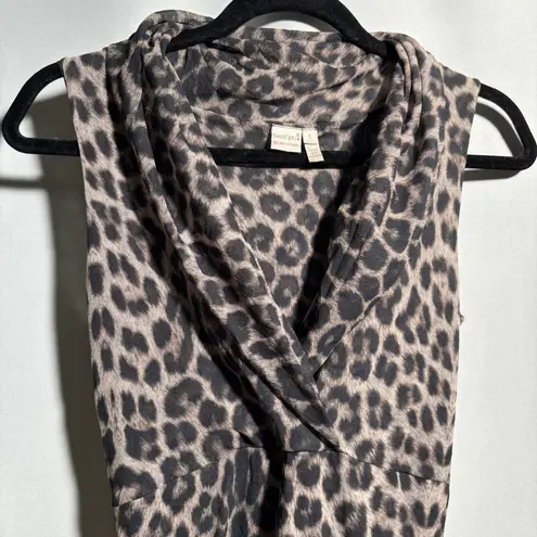 Sweet Pea Stacy Frati Animal Print Sleeveless Mesh Blouse VTG Y2K L Babydoll Top Brown Size L