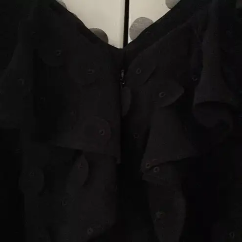 Zimmermann Textured Slip Dress Black Appliqué V Neck Wedding Goth Size 0 US 4