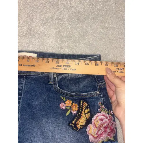 Driftwood Free People Leah Denim Floral Mini Skirt Size 30 in Butterfly Effect