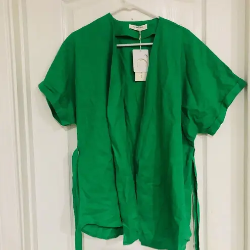 Commense Women's Oversized Linen Tied Two Piece Pants Set Green Size Small NWT - Image 15
