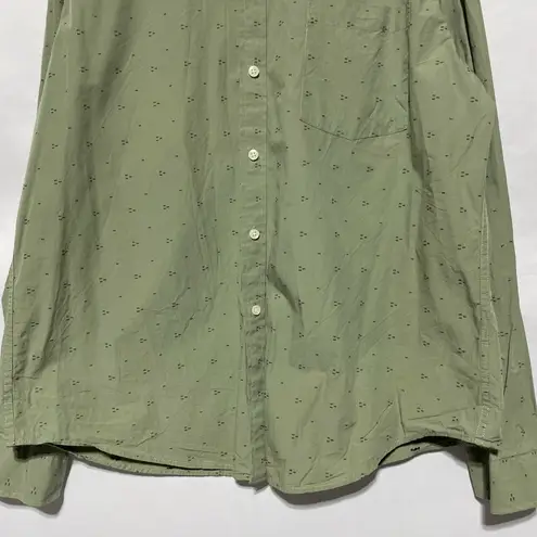 Goodfellow & Co Dot Cotton Long Sleeve Button Down Shirt Sage Green Size XL