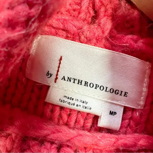 Anthropologie  Lottie Cropped Funnel Neck Sweater Wool Alpaca Blend Coral Size MP