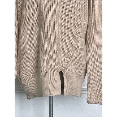 Pact Organic Cotton V Neck Knit Long Sweater Small Tan Cream