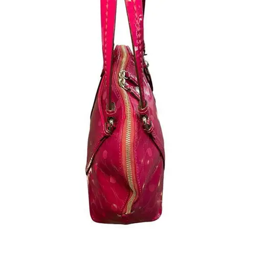 Coach Peyton Link C Embossed Patent Leather Domed 32583 Raspberry Handbag
