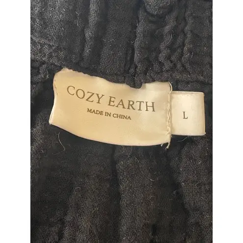 COZY EARTH Black Gauze Lounge Shorts Elastic Waist Pockets Size L Size L
