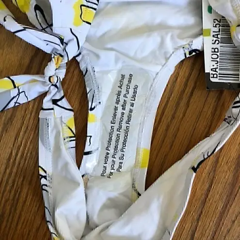 Jantzen NEW NWT  White Yellow Gray Black Floral Tie Knot Y2K Bikini BOTTOM 14