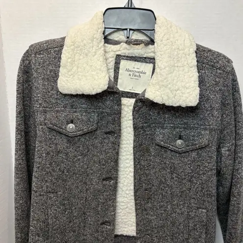 Abercrombie & Fitch  Jacket Women's S Gray Knit Sherpa Lined Trucker