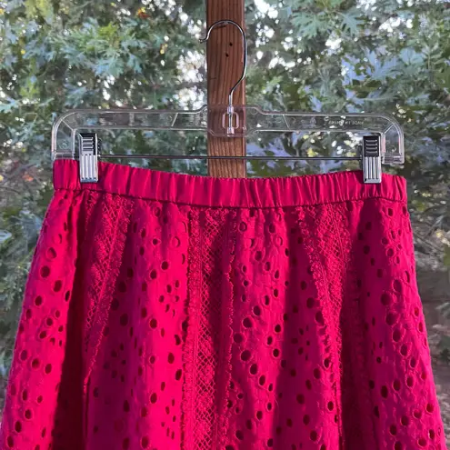 Chelsea & Theodore Women's Hot Pink Eyelet Pull On Skirt Size S. NEW