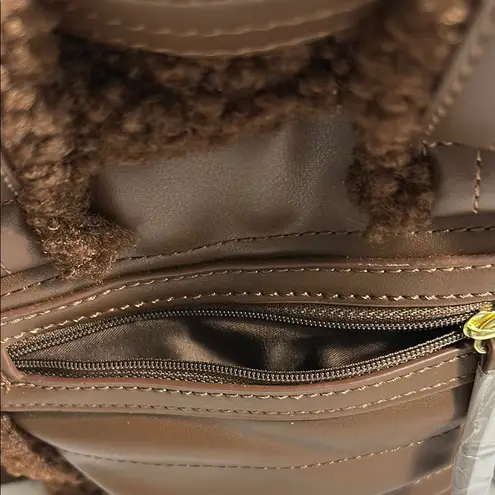 ASPEN Brown Quilted Mini Bag with Sherpa Accents