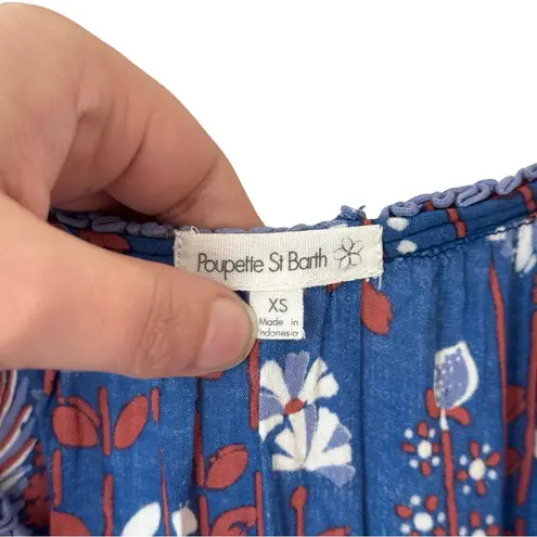 Poupette St Barth XS Ariel Mini Dress Blue Riviera Floral Resortwear Swim Casual