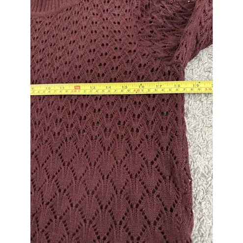 Vintage 90s Michael Simon Crochet Open Knit Fall Turtleneck Fringe Sweater M? Size M