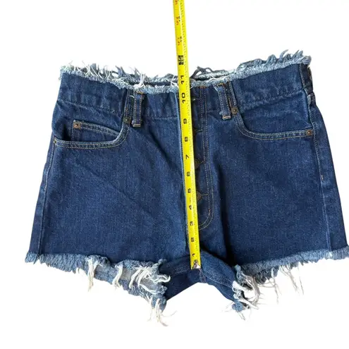Moussy Size 1 High Waist Frayed Hem Daisy Duke Denim Shorts Blue Festival