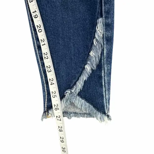 KanCan Kurvy Ultra High Ankle Jean Womens 28 Blue Split Frayed Hem Distressed