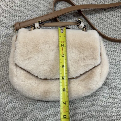 Maje Faux-Fur Satchel Crossbody Cream Bag