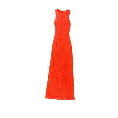 SKIMS Soft Lounge Long Dress in Fire Orange Ribbed Sleeveless Maxi Dress Size S