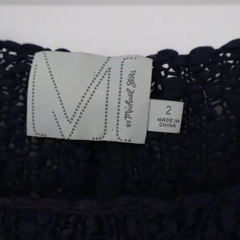 Michael Stars Navy Blue Textured Knit Short Sleeve Top Size 2