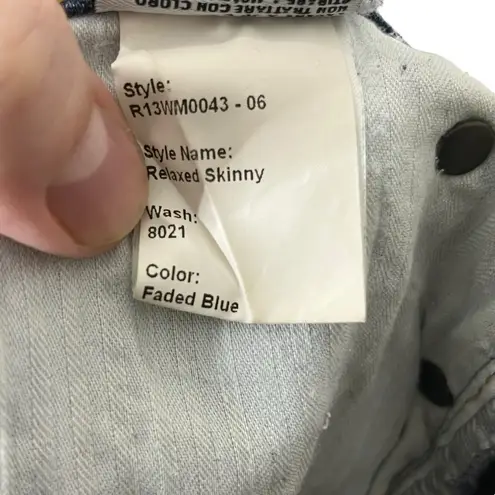 R13 Relaxed Skinny Jeans Women’s Size 27 Faded Blue Made in Italy
