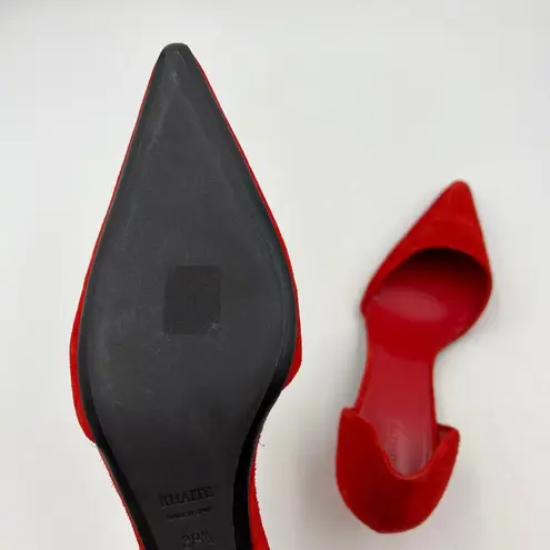 KHAITE Seville Suede d’Orsay Heels Red Pointy Toe Kitten