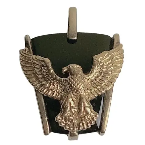 Onyx Sterling Gold Over FM 925 Signed FM  Eagle Pendant